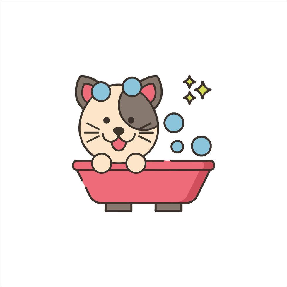 A cartoon cat taking a bath in a tub vector