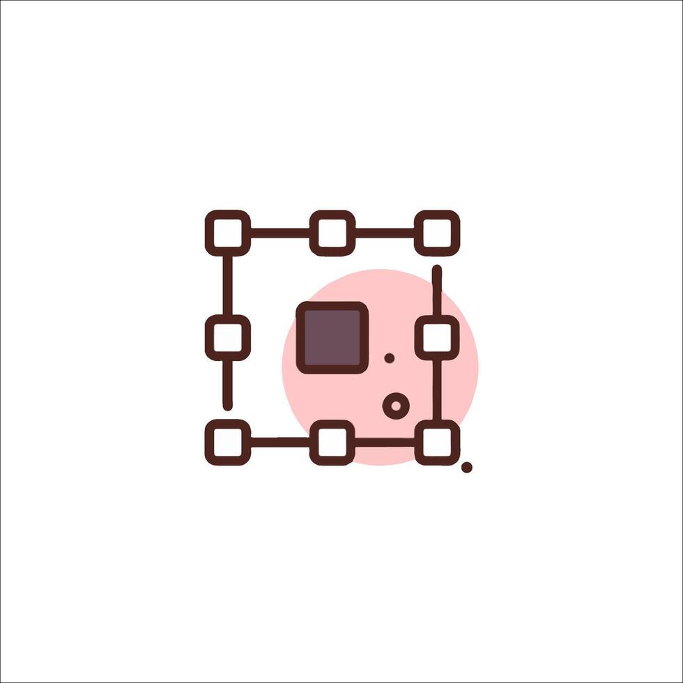 A square with a square in the middle and a circle around it vector