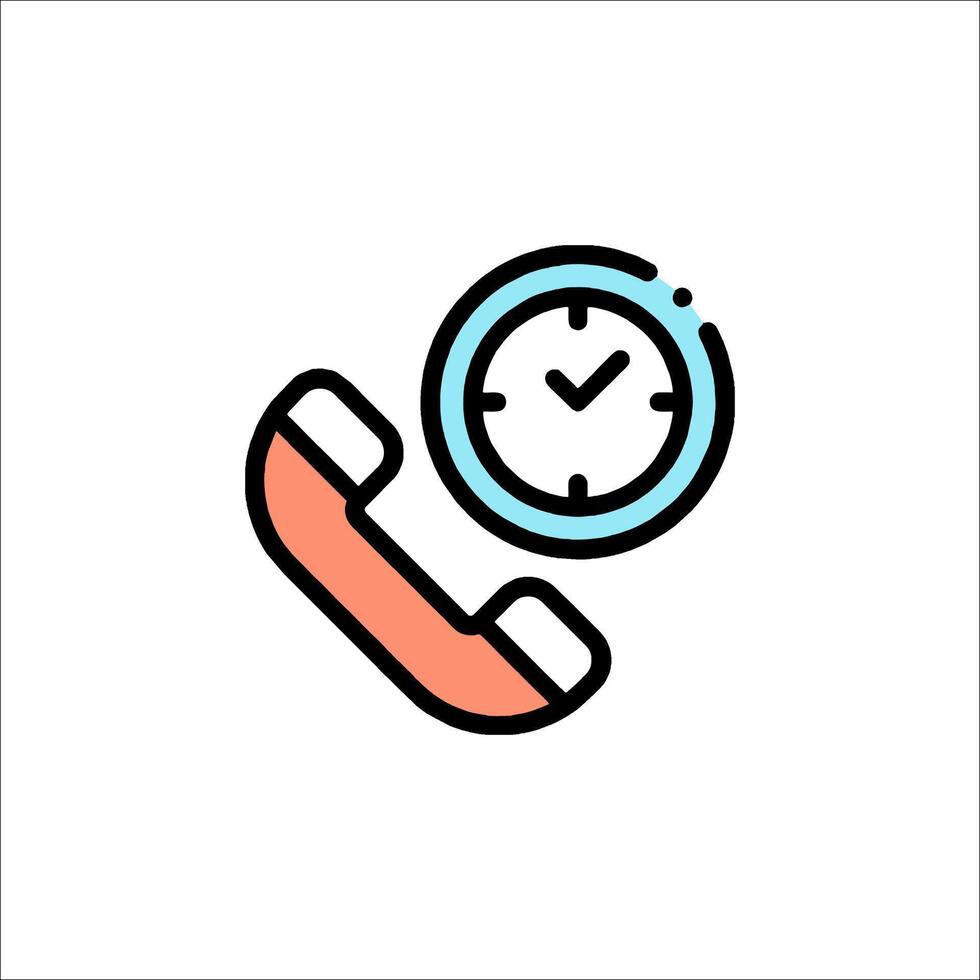 A phone and clock icon on a white background vector