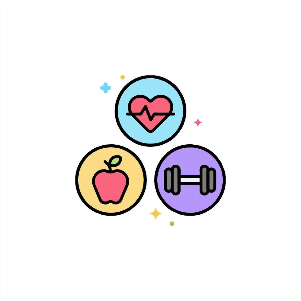 Health and fitness icon set vector