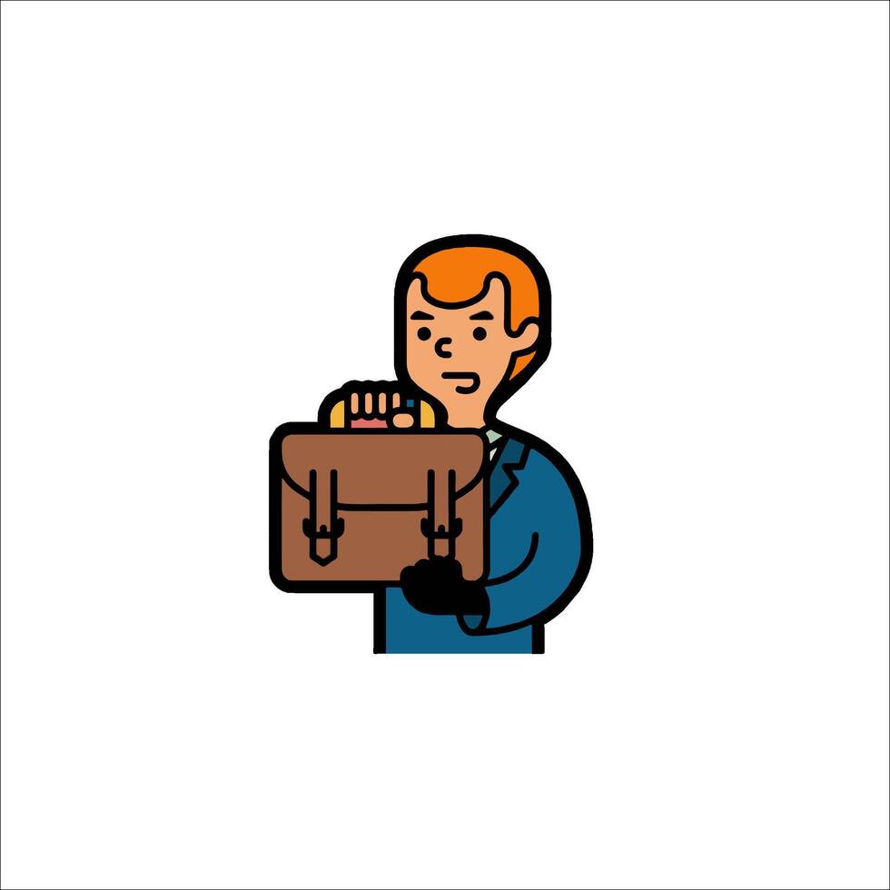 A man holding a briefcase icon vector