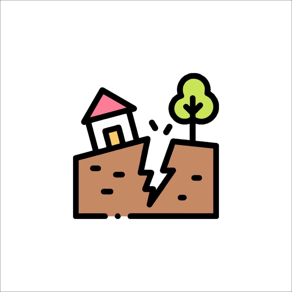 A house is falling into the ground and there is a tree in the middle vector