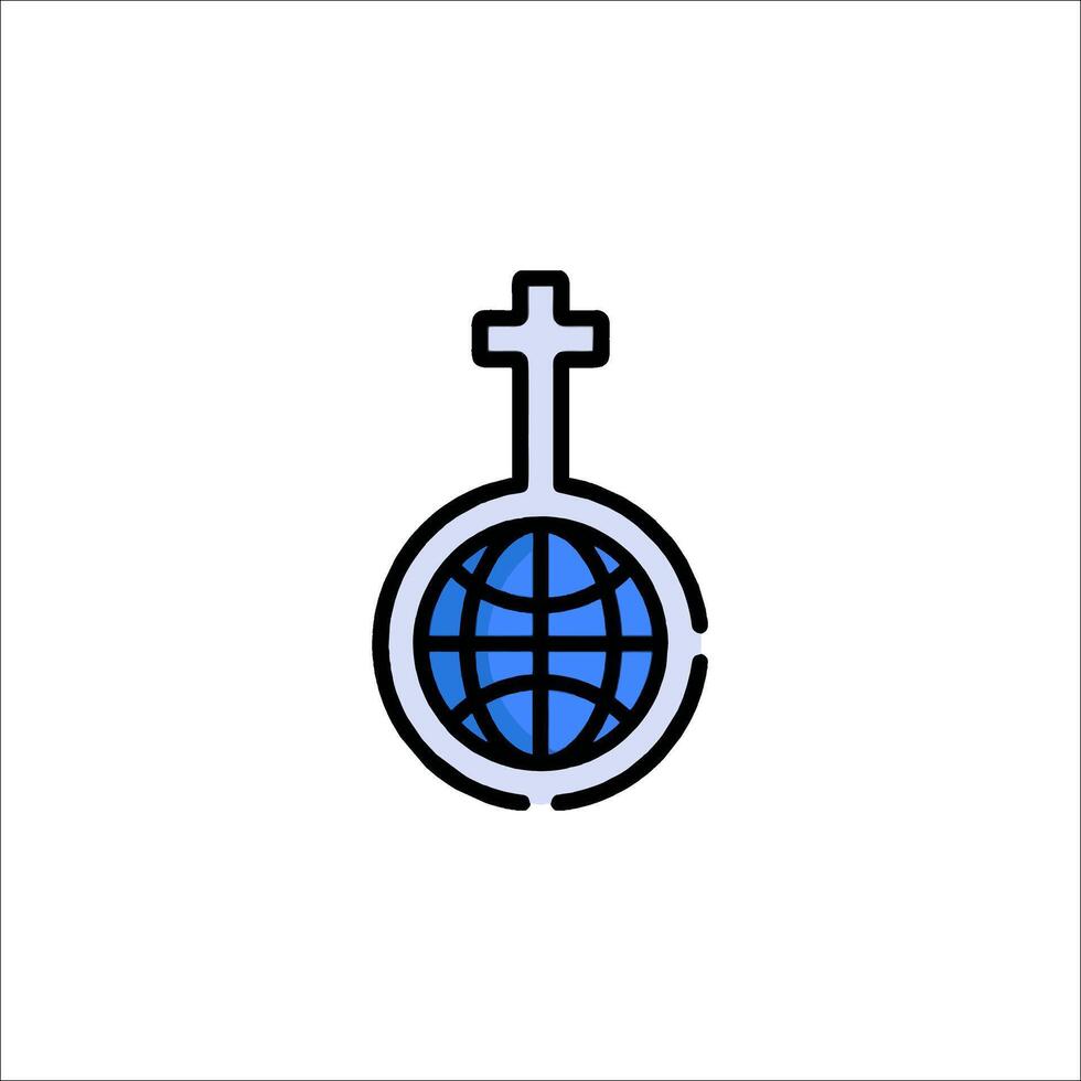 A globe with a cross on it vector