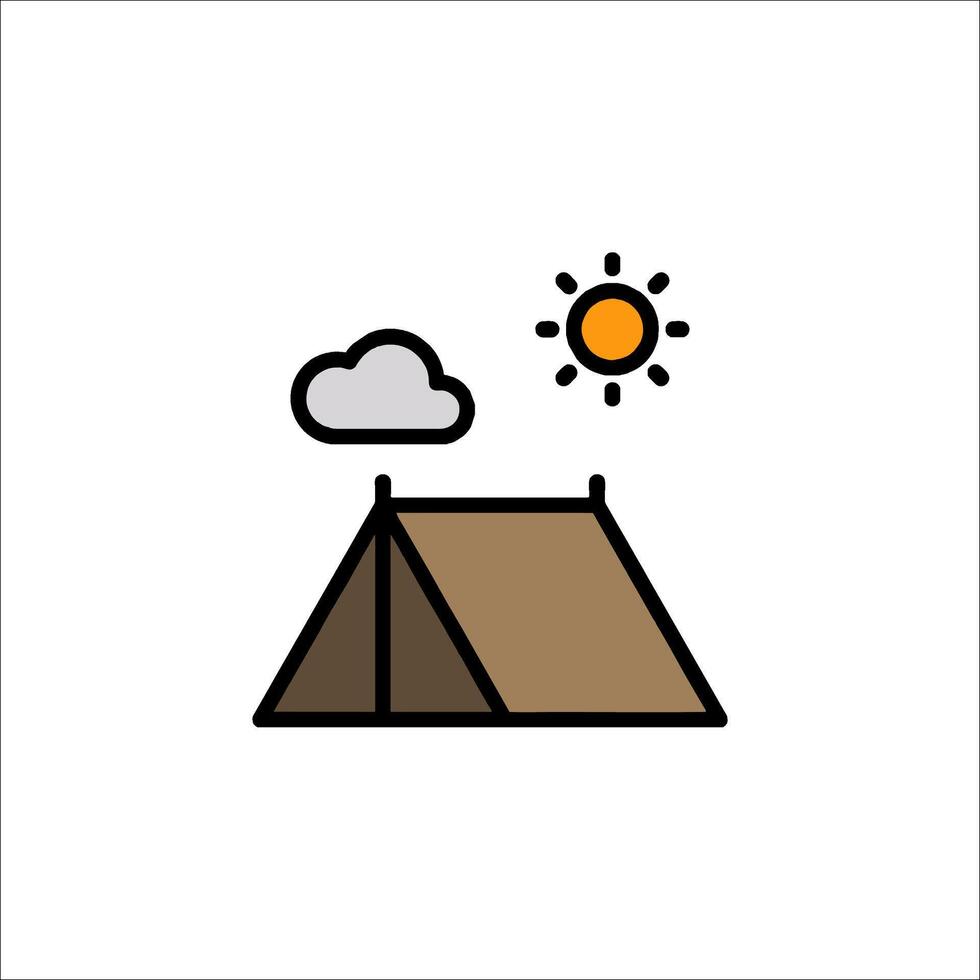 A tent with a sun and clouds on it vector