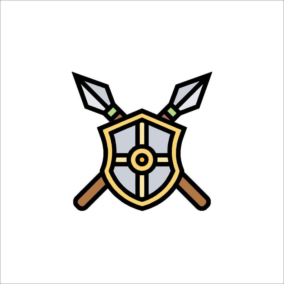 Shield and two swords icon vector