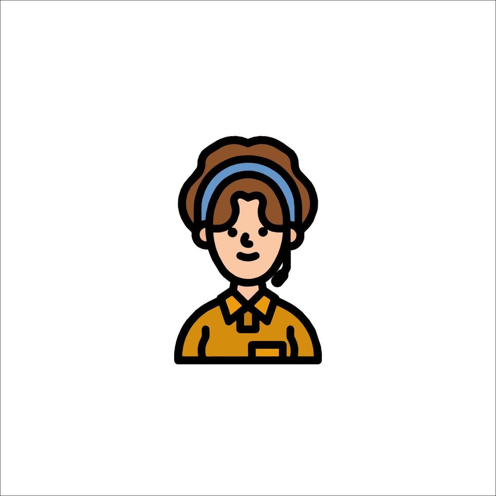 A woman with a headset on her head vector
