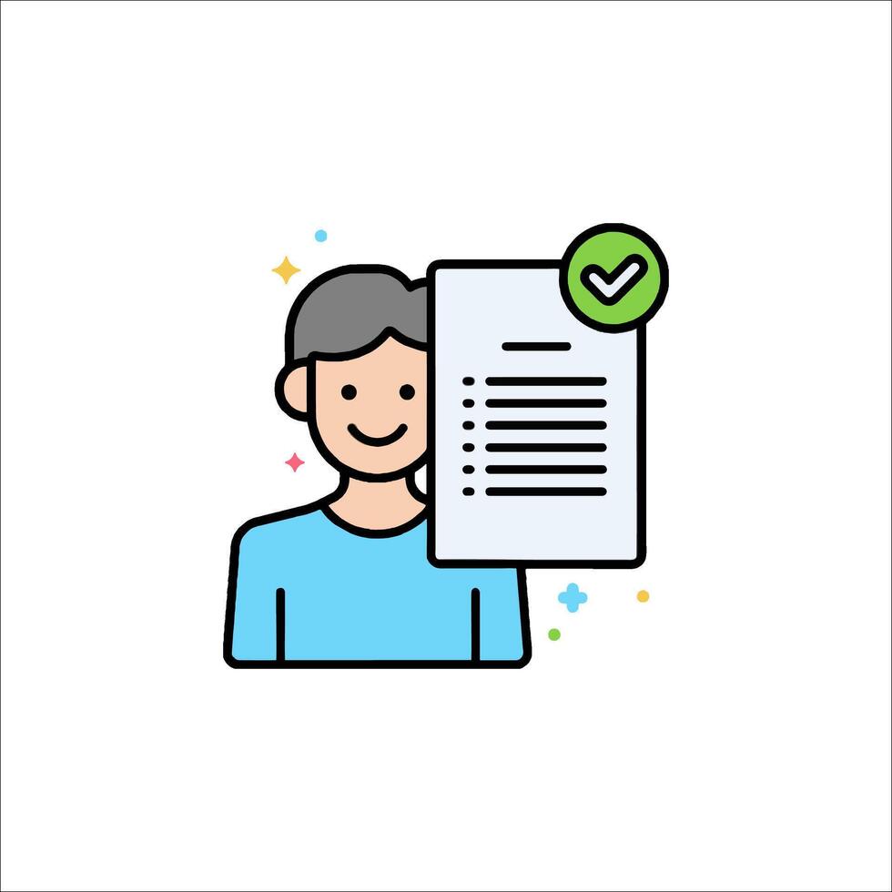 A man holding a document with a check mark vector