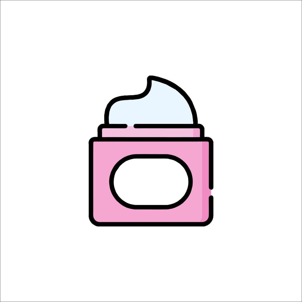A pink container with cream on it vector