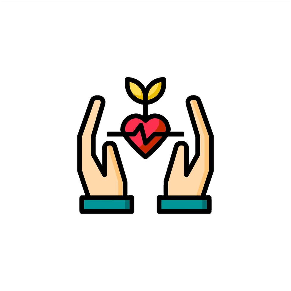 Hands holding a heart with a plant in it vector