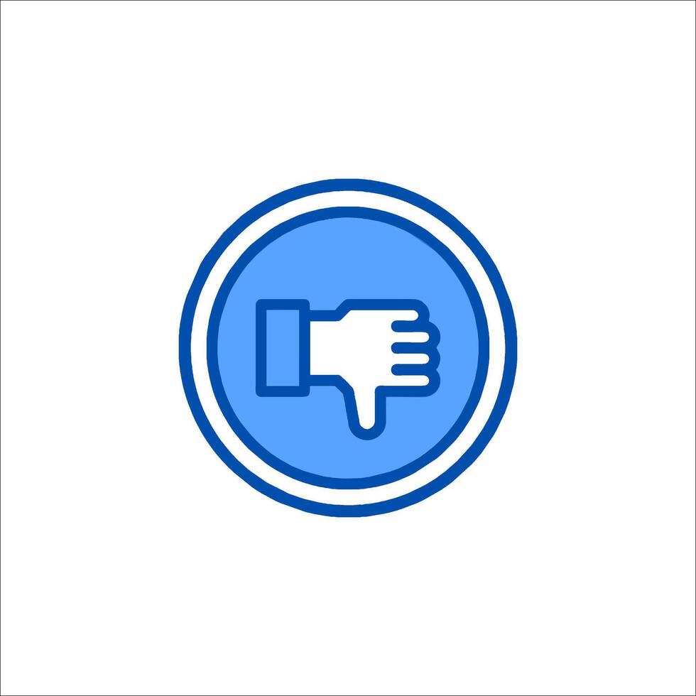 A blue and white icon of a hand giving a thumbs up vector