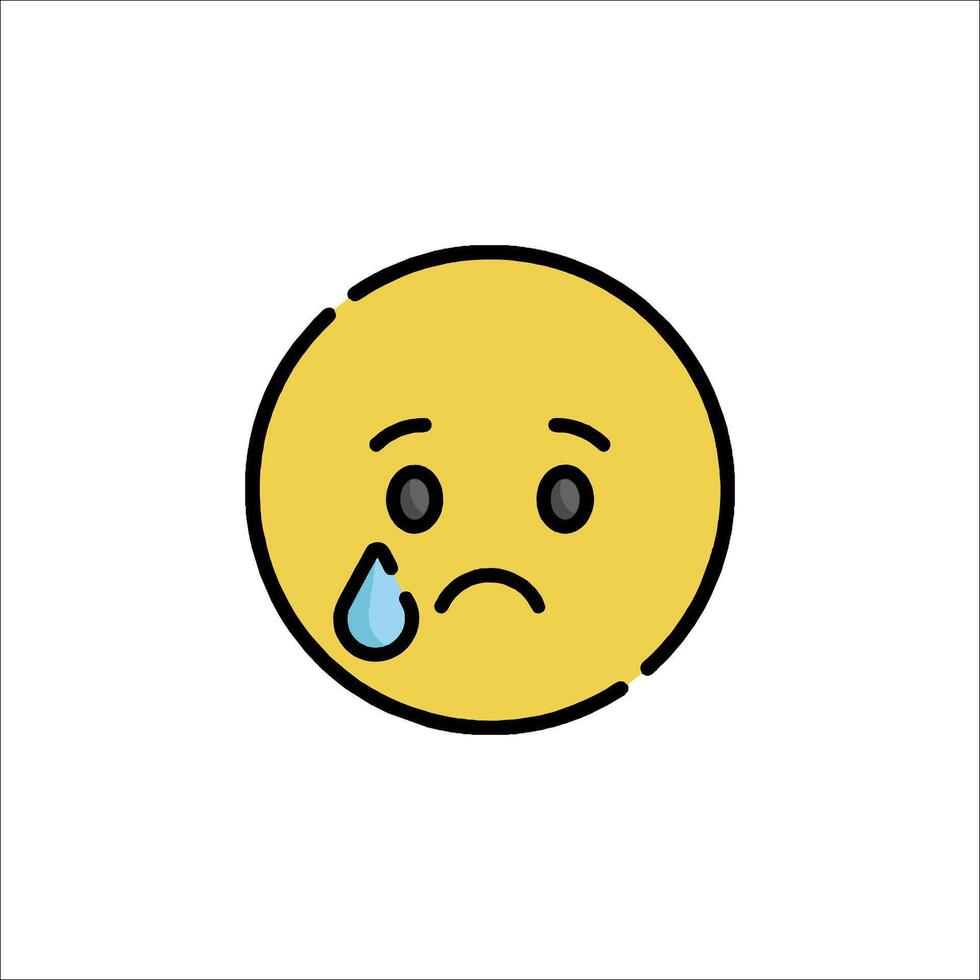 A sad emoticor with tears on his face vector