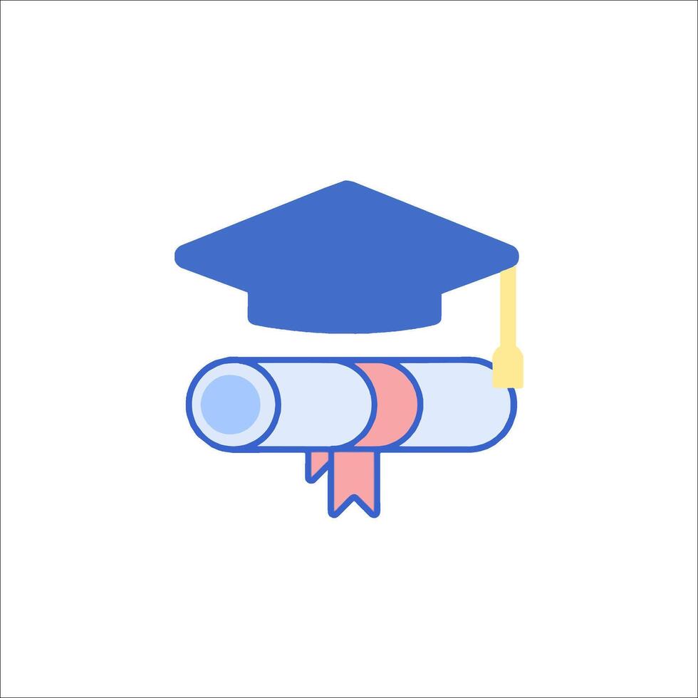Graduation cap and diploma icon vector