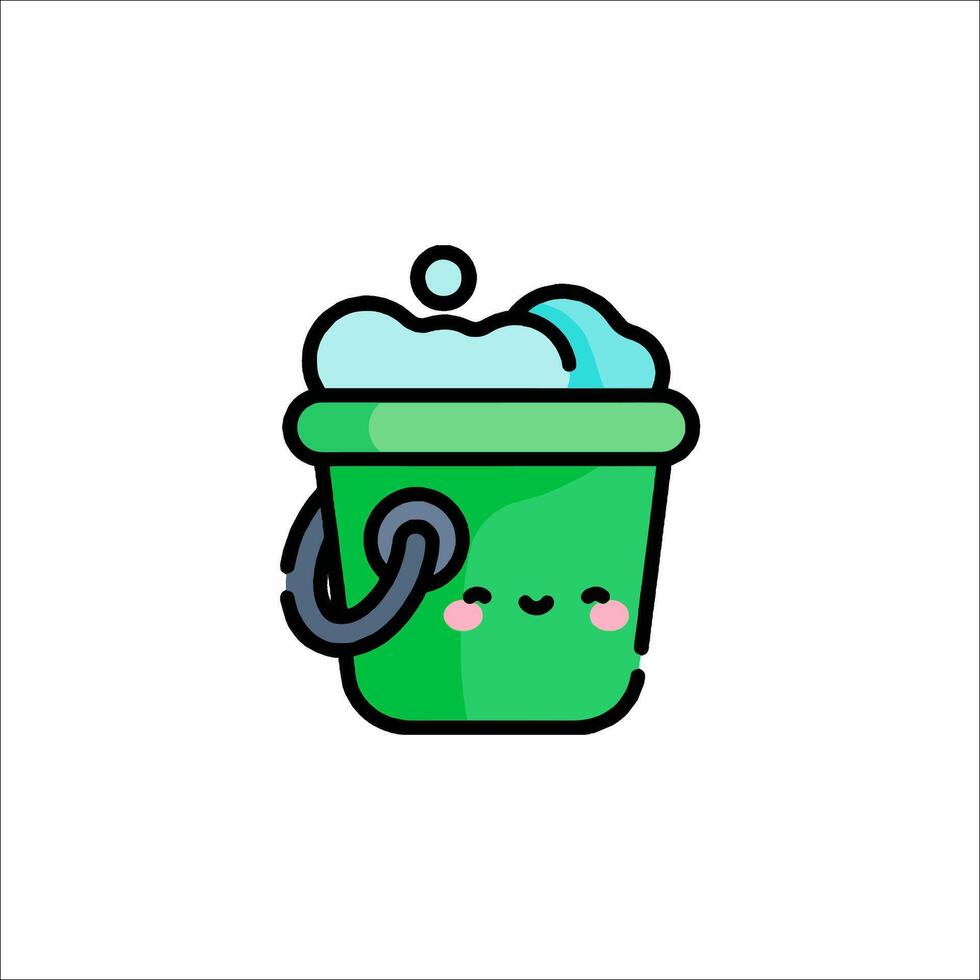 A green bucket with a face and a smile vector