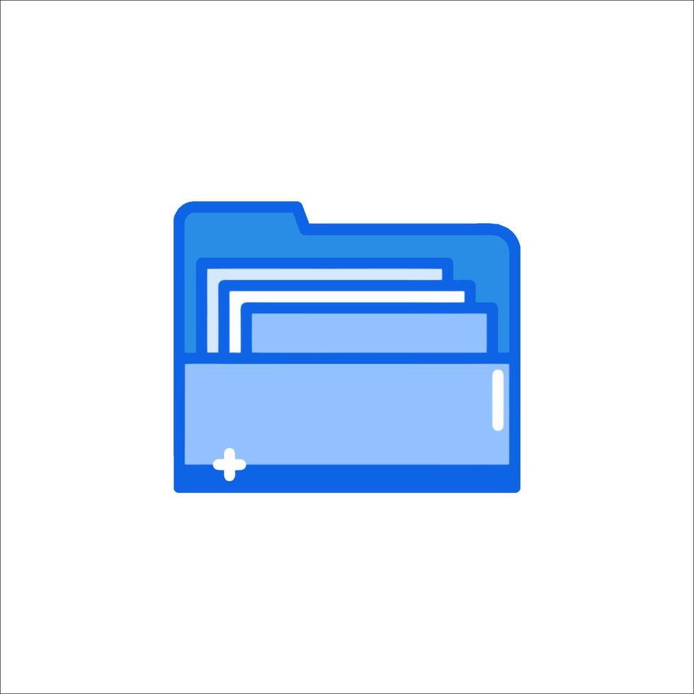 A folder icon with a blue background vector