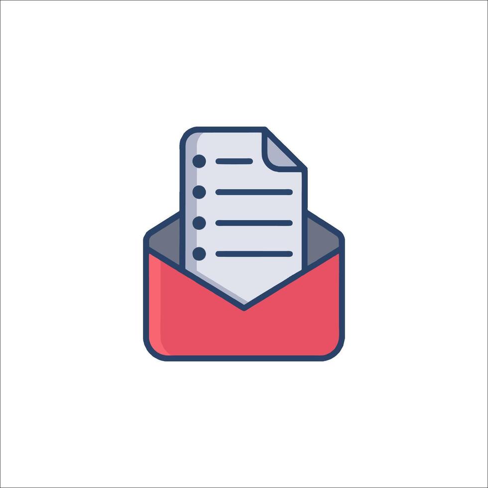 An envelope with a paper document inside vector