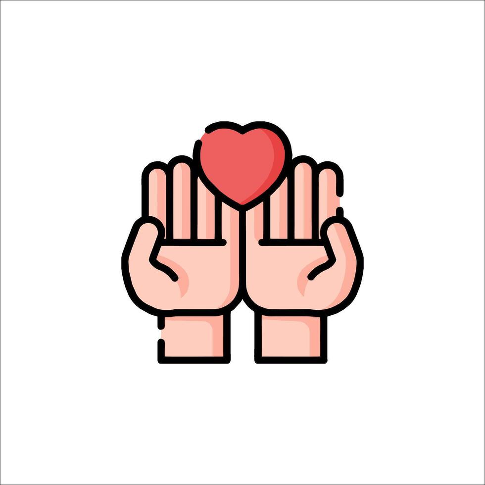 Two hands with a heart in the middle vector