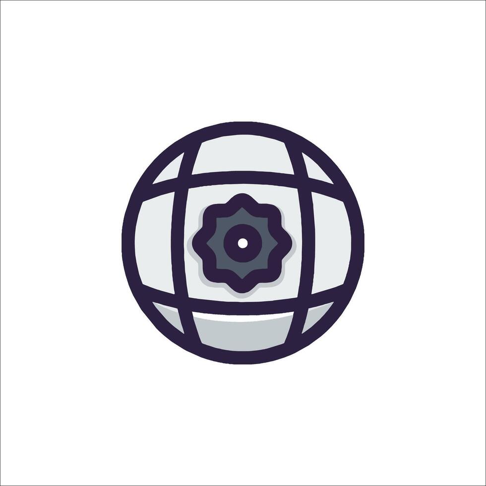 A globe with a gear inside it vector
