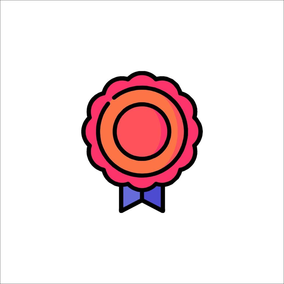 A red and pink award rosette icon vector