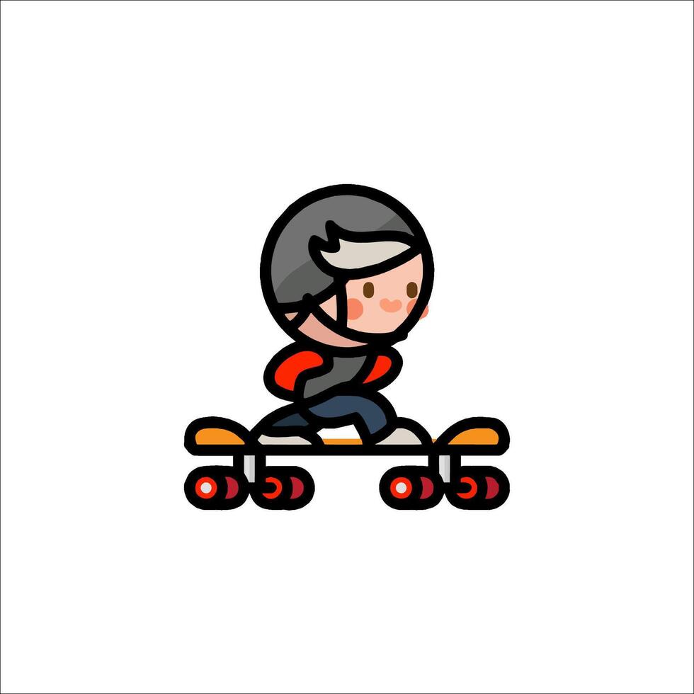 A cartoon boy riding a skateboard vector