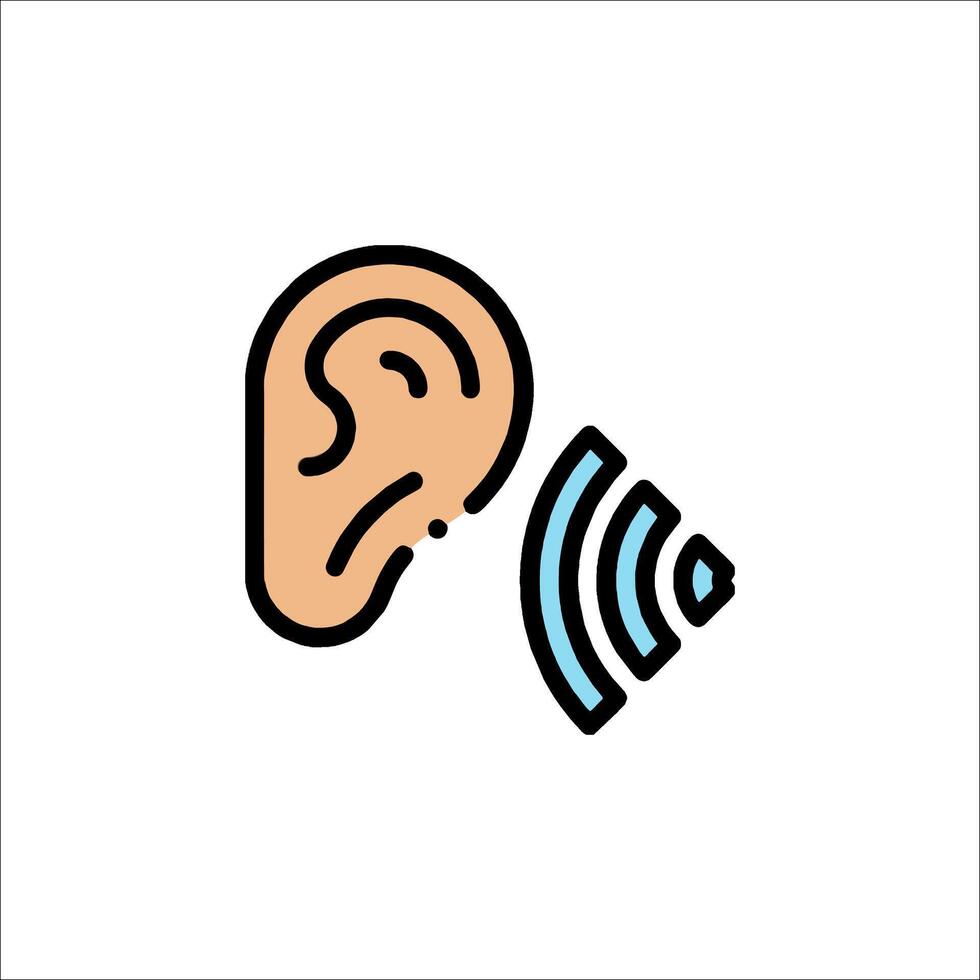 An ear with a sound wave icon vector