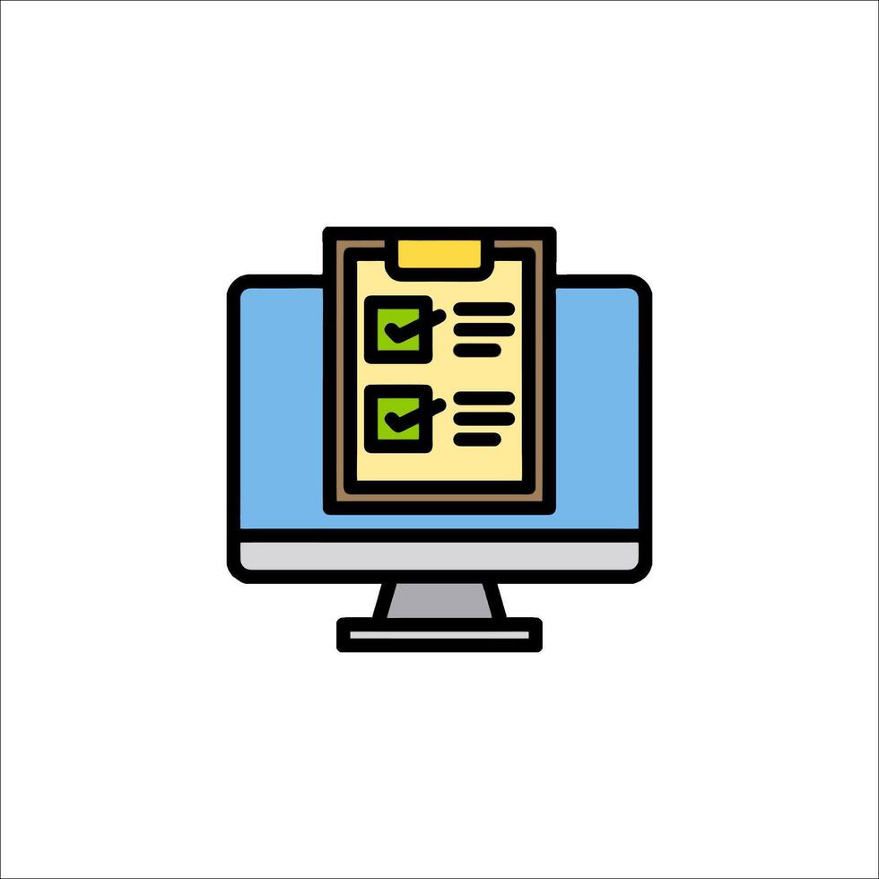 A computer monitor with a check mark on it vector