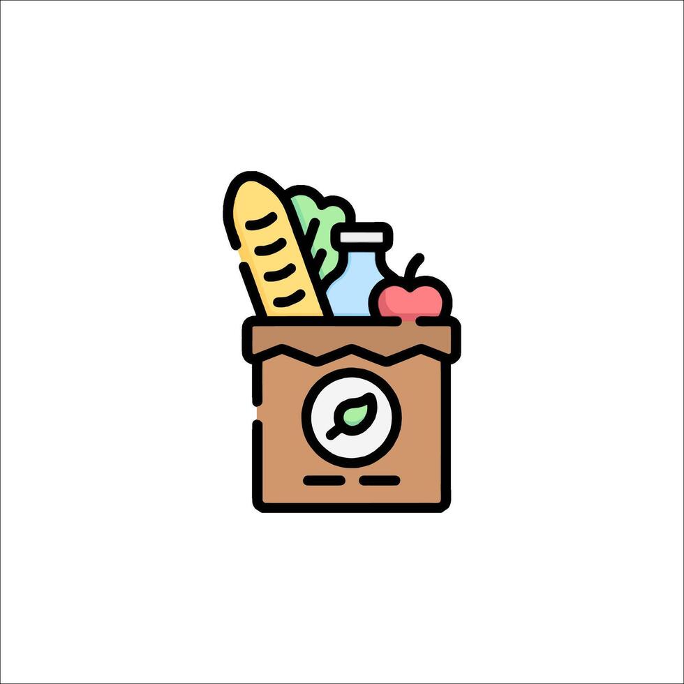 A grocery bag with food and vegetables in it vector