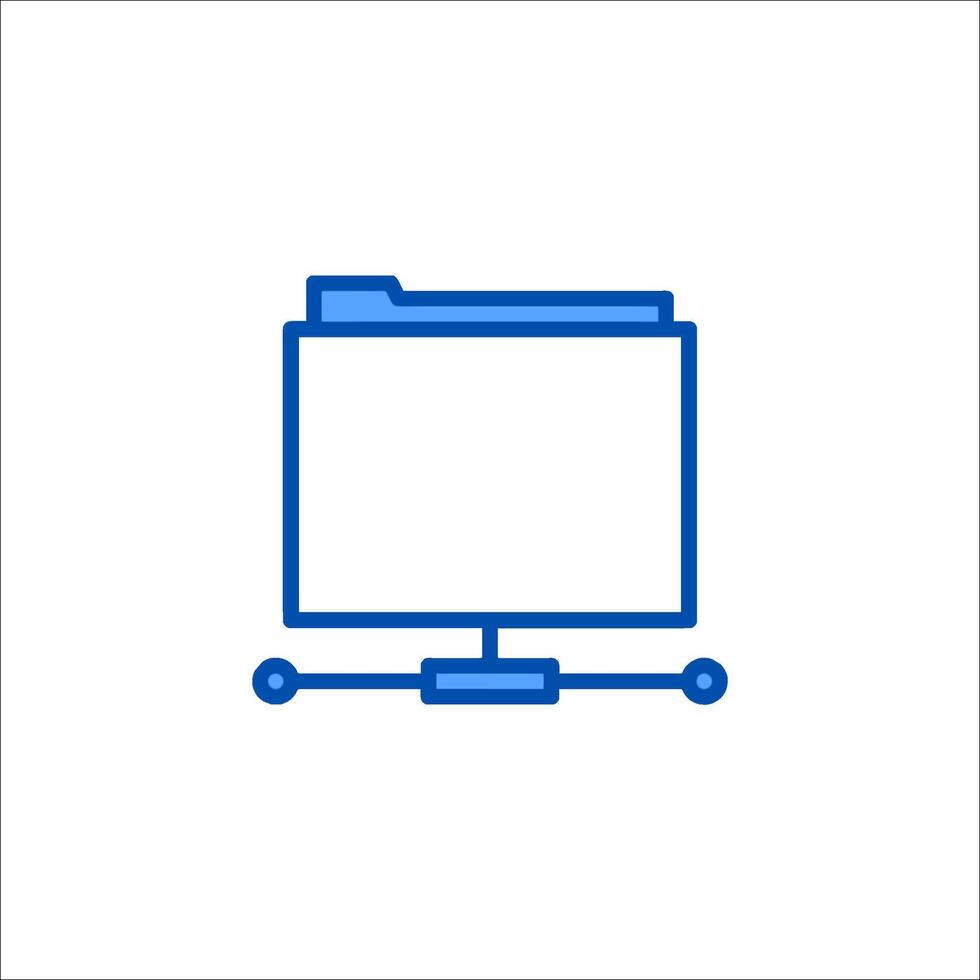 A computer monitor with a file folder icon vector