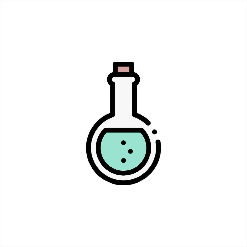 A laboratory flask icon with a green liquid inside vector