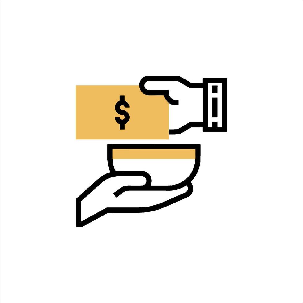 A hand is holding a bowl with a dollar sign vector
