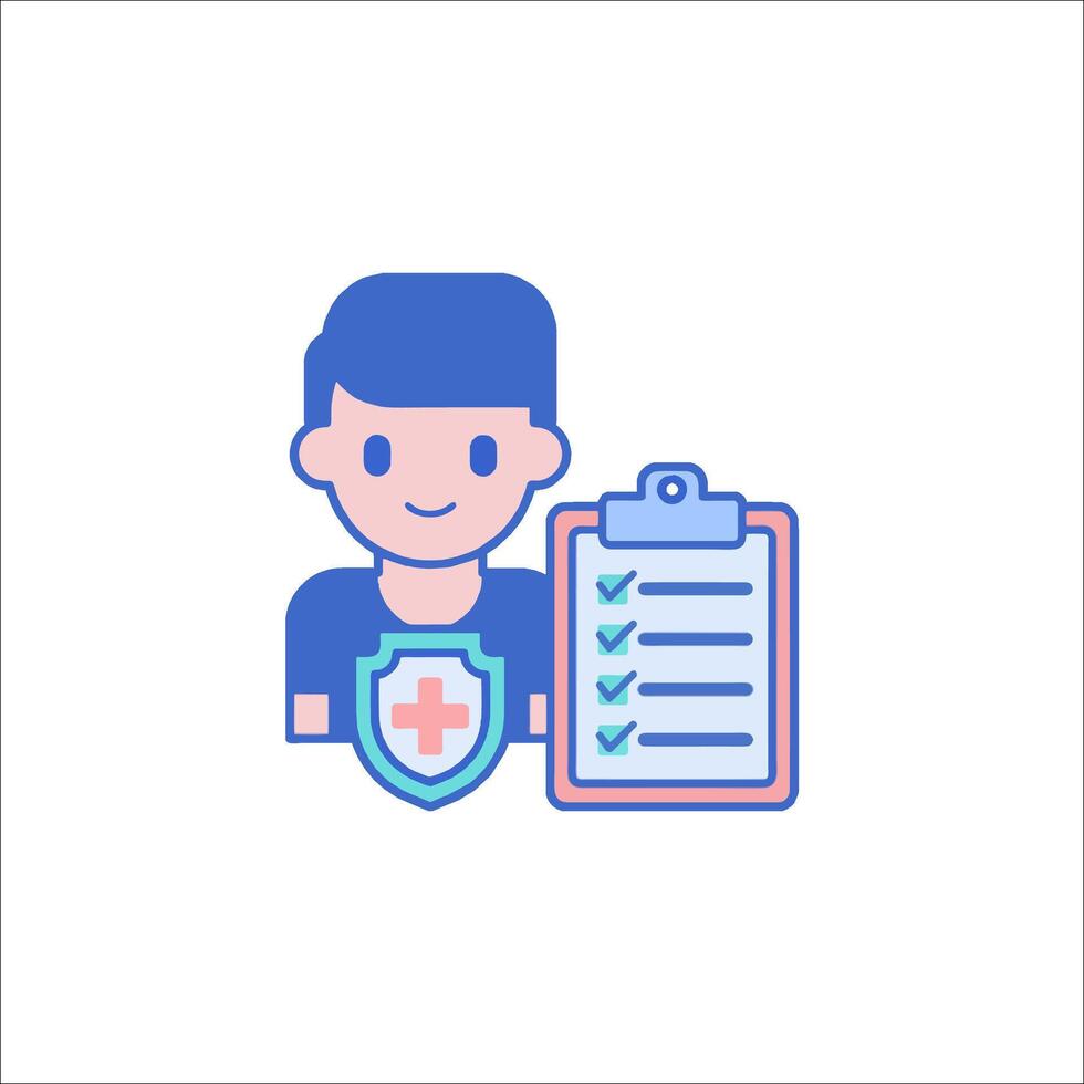 A man with a clipboard and a shield icon vector