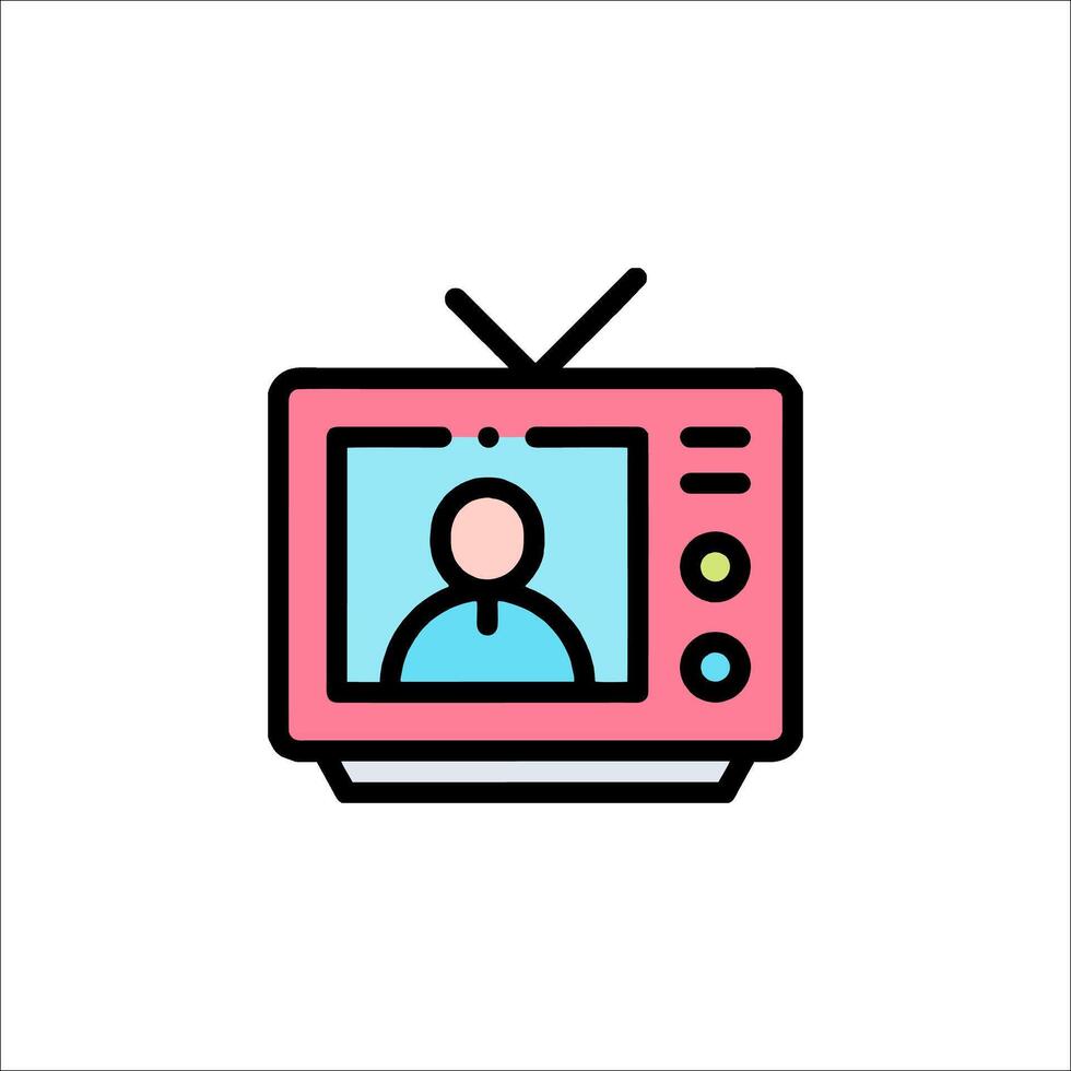 Tv icon with a person on the screen vector