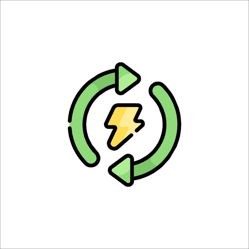 A green and yellow arrow with a lightning bolt on it vector