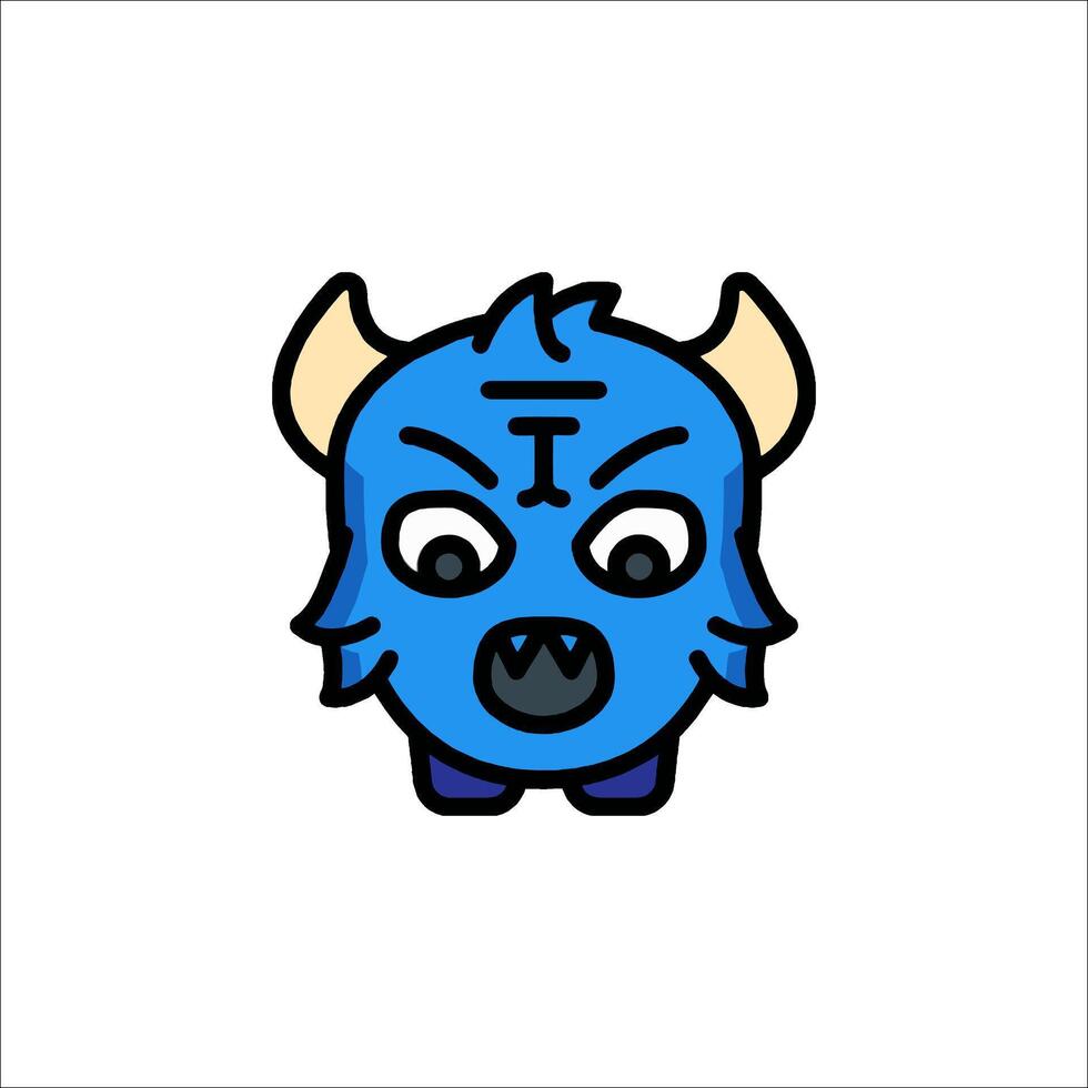 A blue bull with horns and a big nose vector