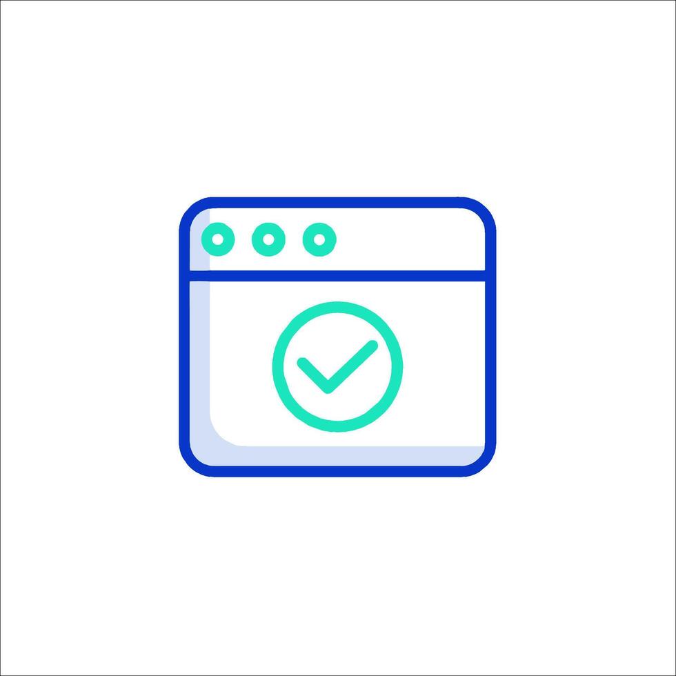 A web page with a tick mark on it vector