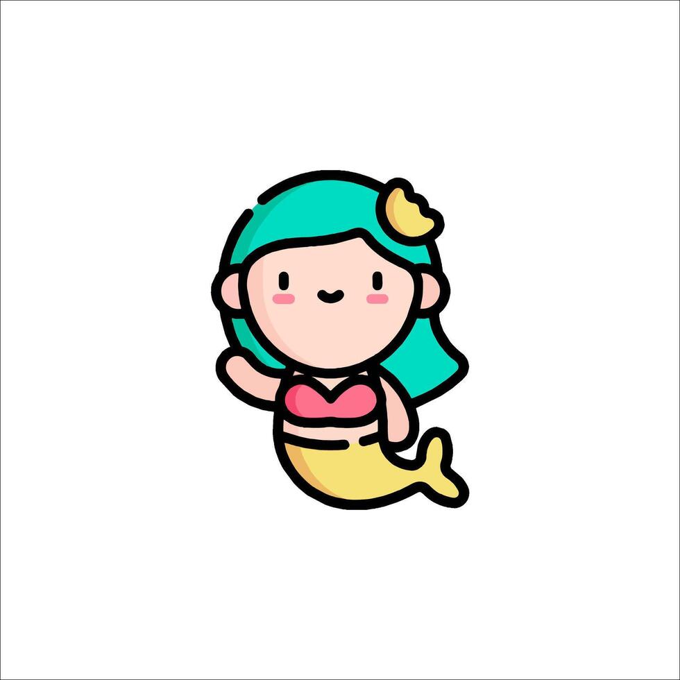 A cute little mermaid with a crown on her head vector