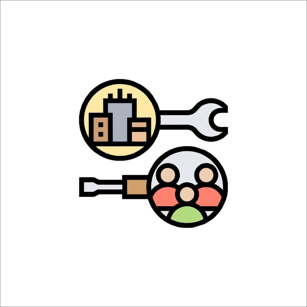 A wren and a wrench are in the middle of a building vector