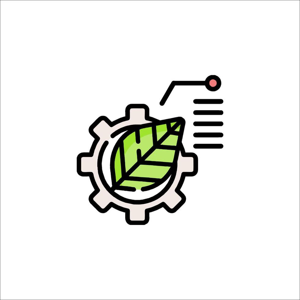 A green leaf in a gear wheel vector