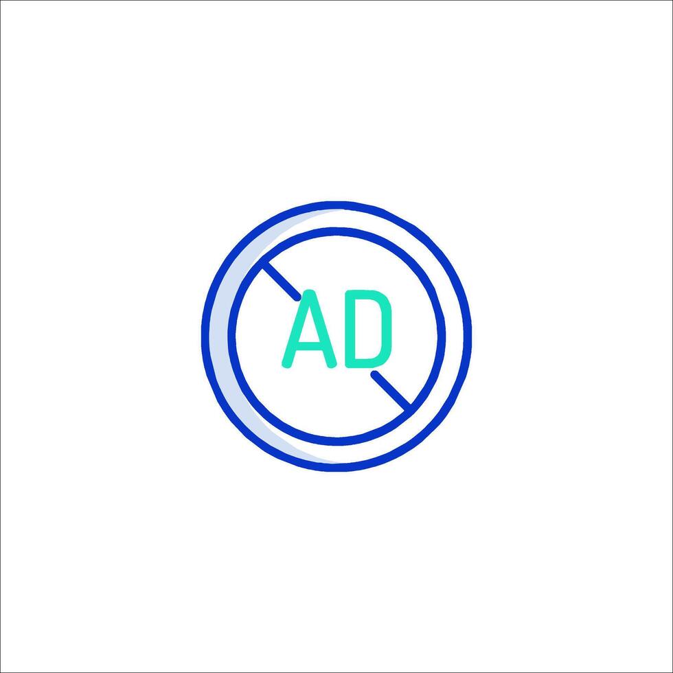 A blue ad sign with the word ad in it vector