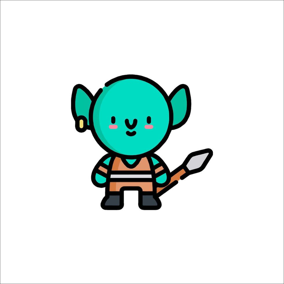A cartoon character with a sword and a green hat vector
