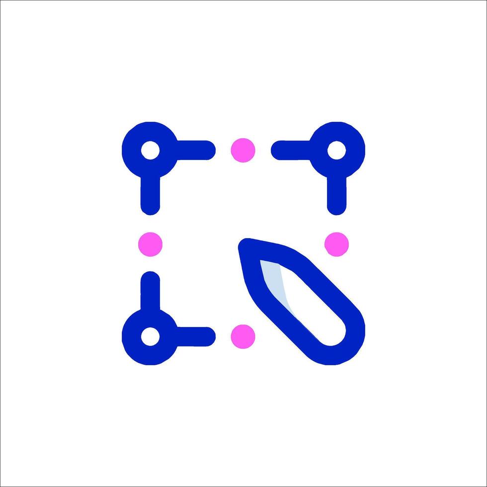 A blue and pink icon with a pencil and a square vector