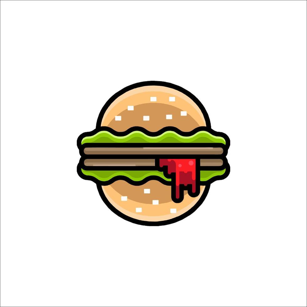 A hamburger icon with a red sauce on it vector