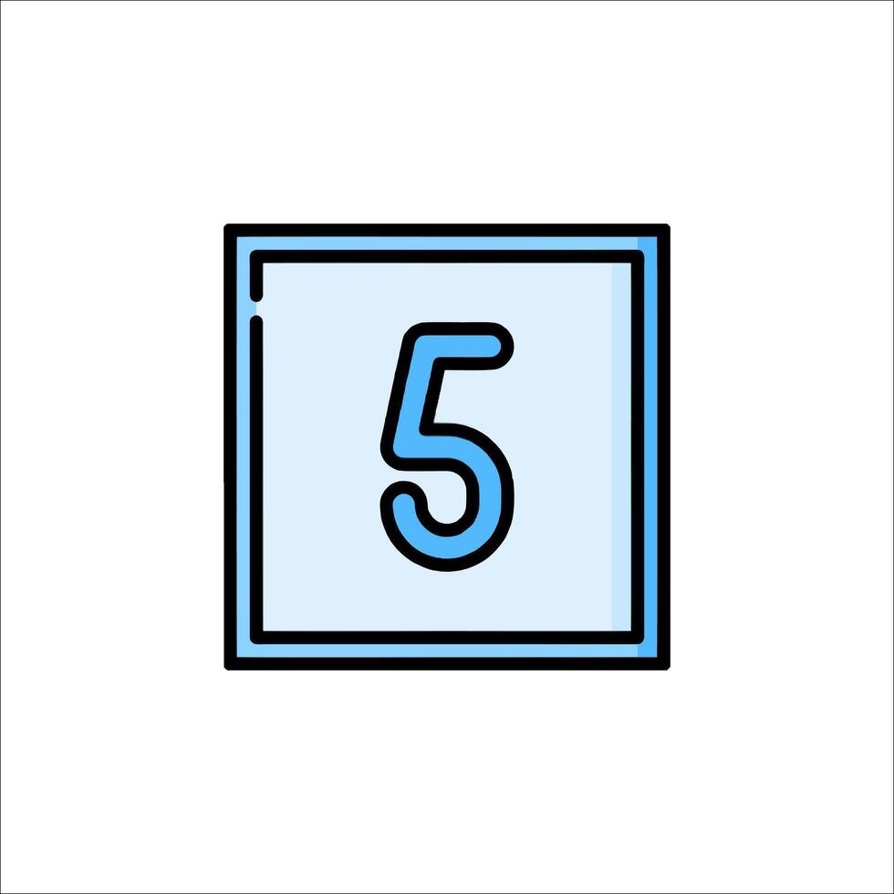 A number five icon in a square frame vector