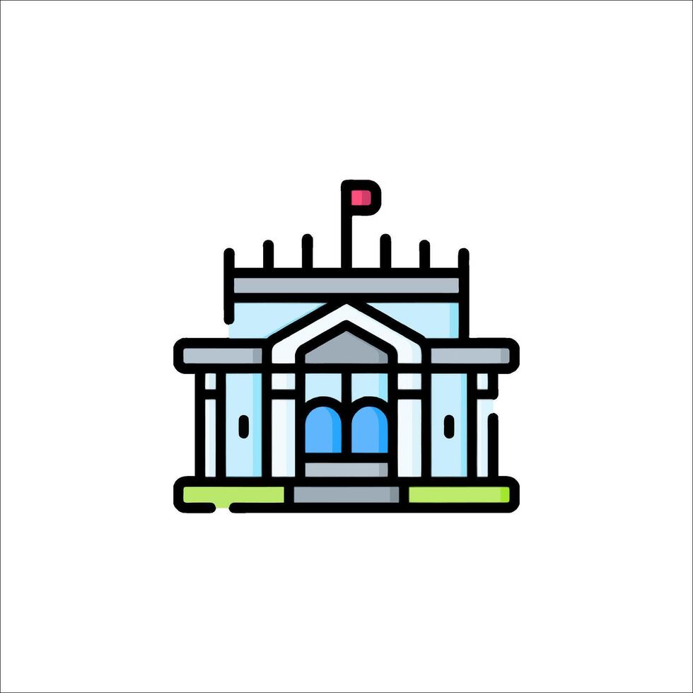 A building with a flag on top and a flag on the roof vector