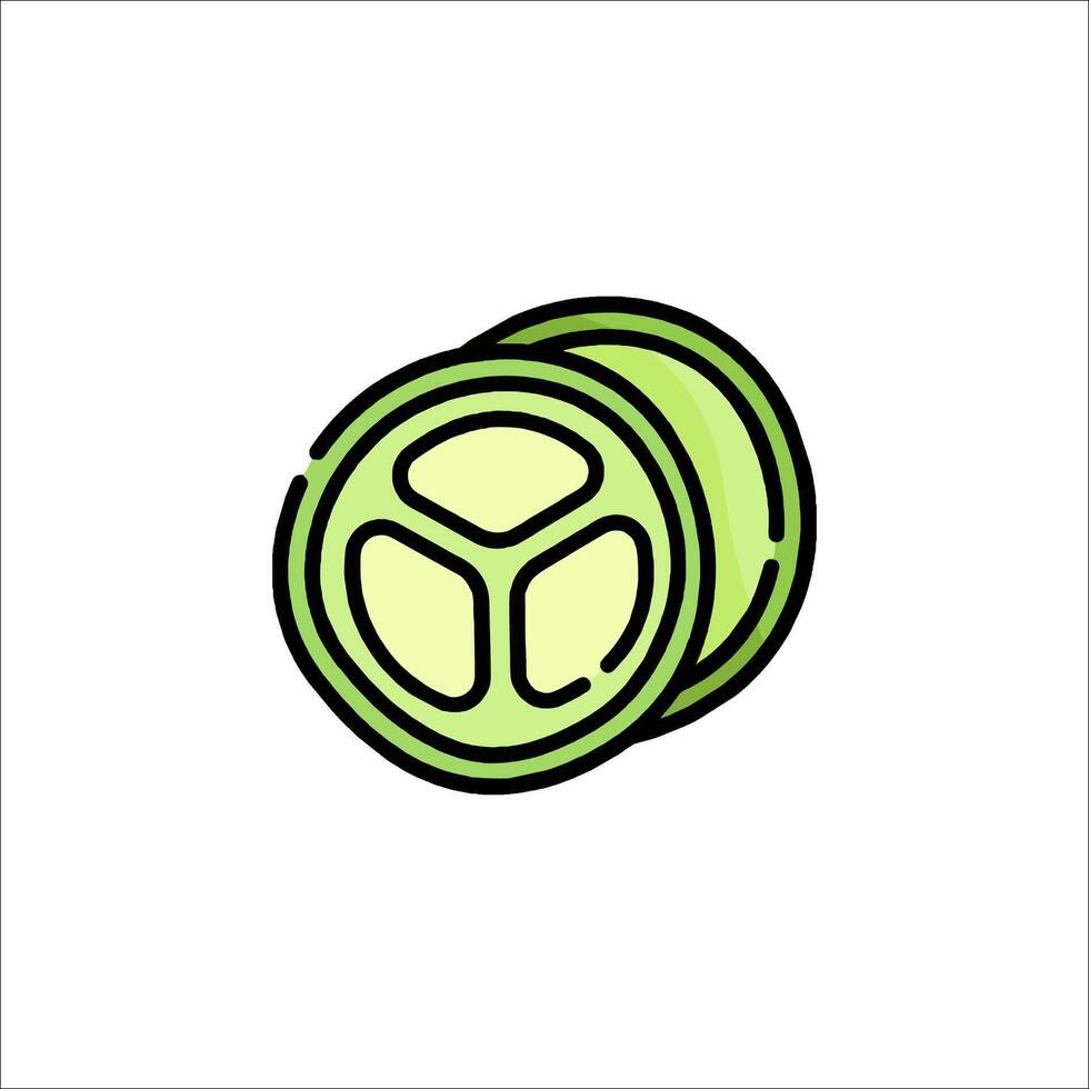 A green slice of cucumber icon vector