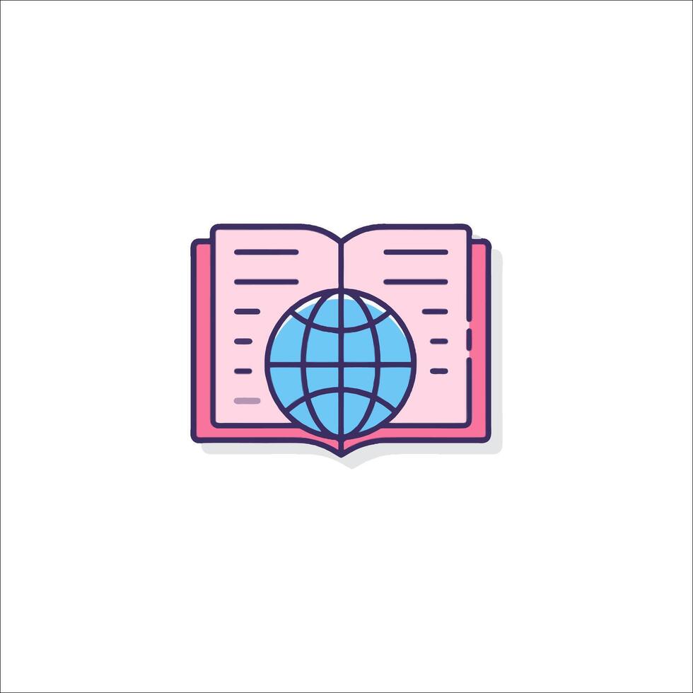 An open book with a globe on it vector