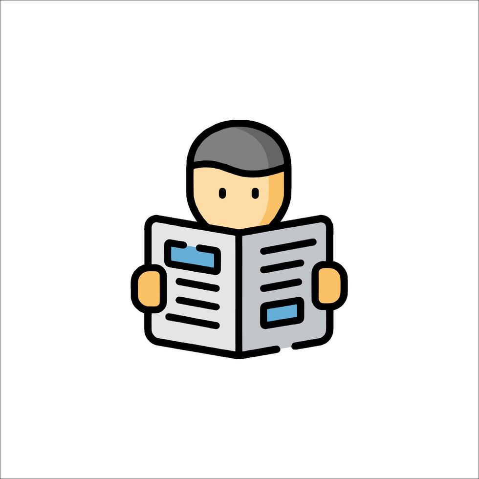 A man reading a newspaper icon vector