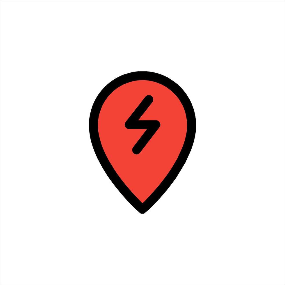 A red pin with a lightning bolt on it vector