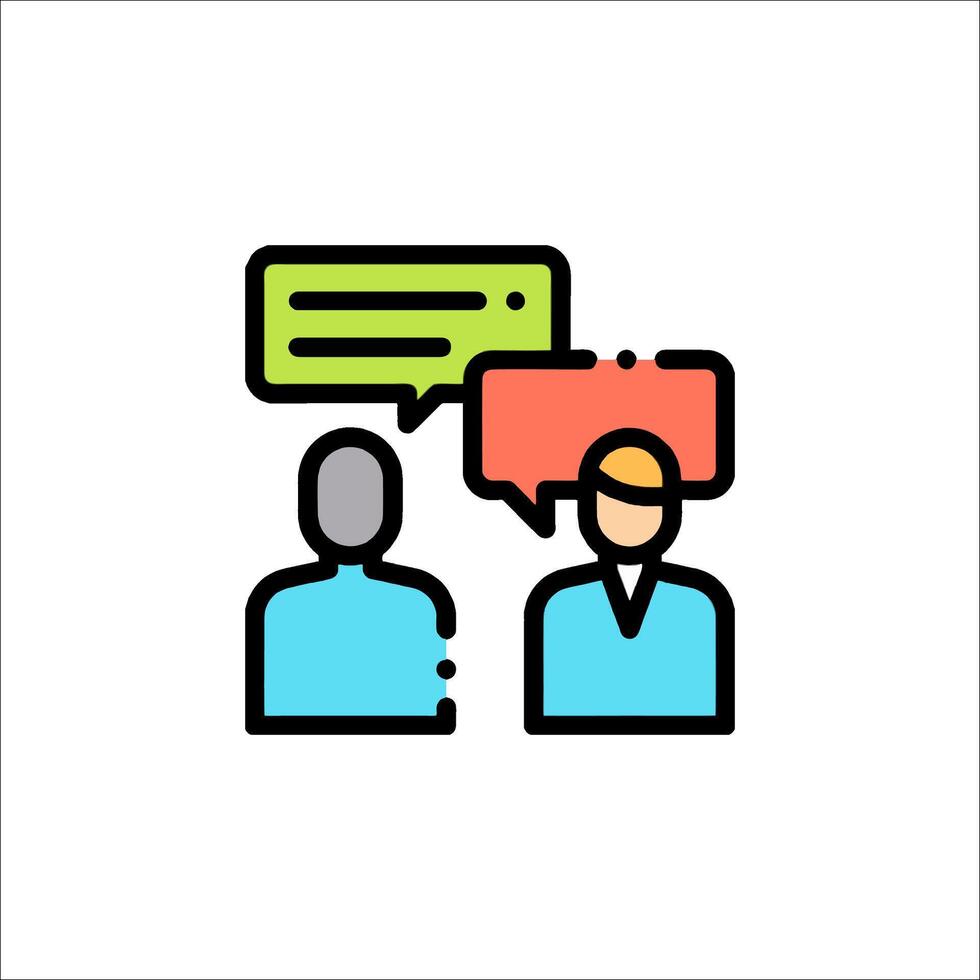 Two people talking with speech bubbles on a white background vector