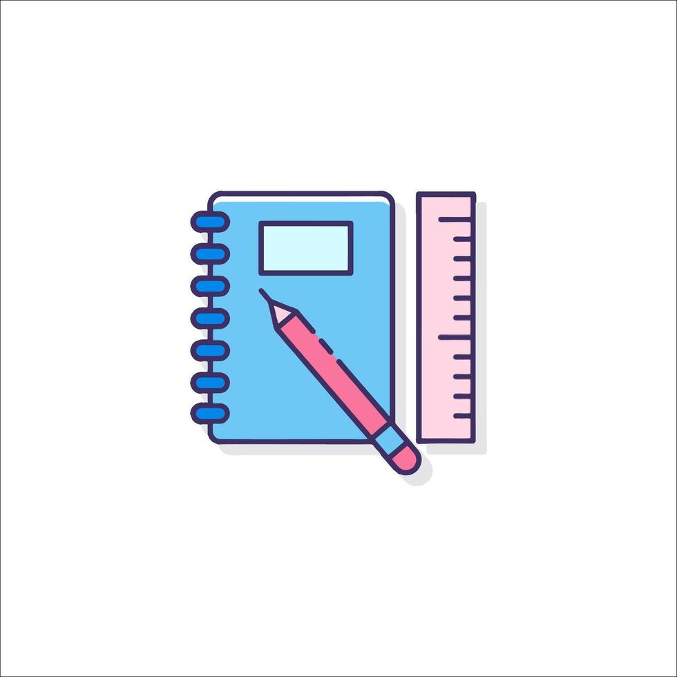 Notebook and ruler icon illustration vector