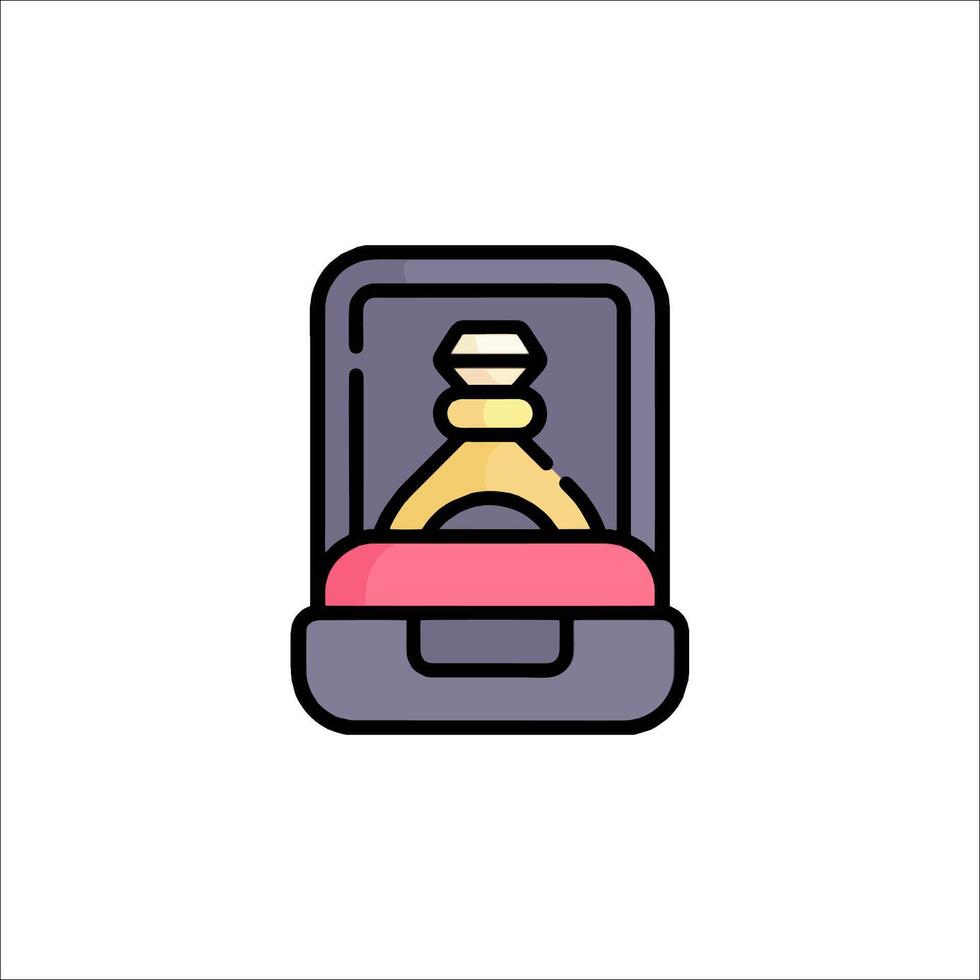 An engagement ring in a box icon vector